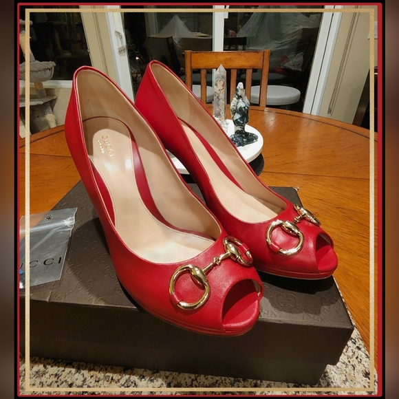 Gucci Shoes - Gucci Nappa Leather "Charlotte" Heels in Tabasco Red
